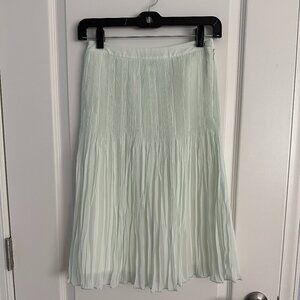 New mint green crinkle pleated midi skirt with embellished bottom